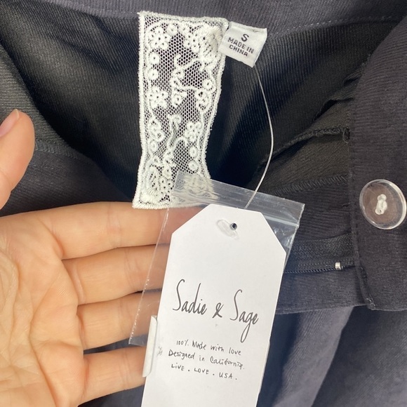 Anthropologie Sadie & Sage Moonlight Mile Paper Bag Pants - Charcoal -Size Small - Picture 9 of 13